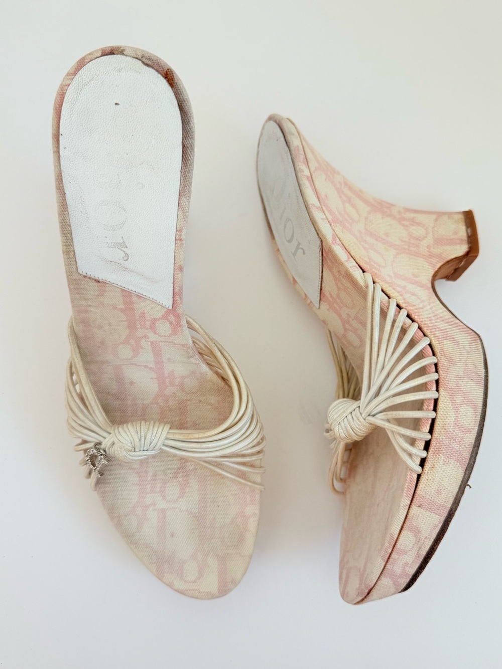 Vintage Christian Dior Galliano Haute Elastic Trotter Monogram Platform Mules 36